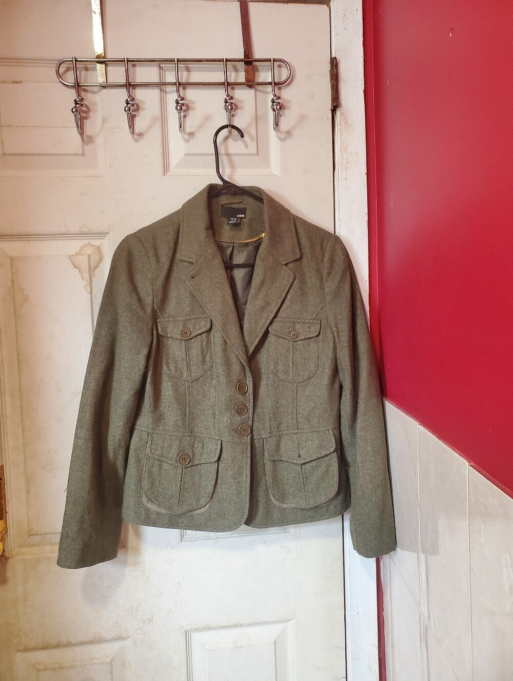 H&M Women Utility Jacket in Green. Size 10.